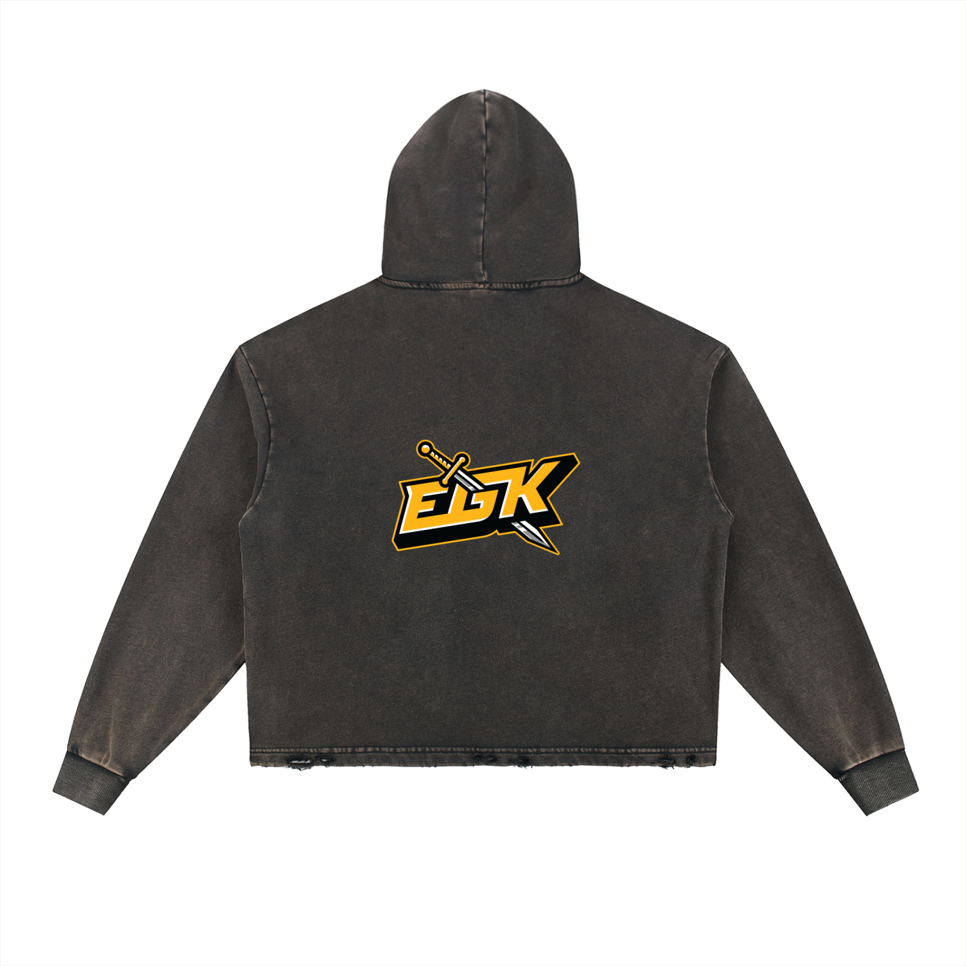 Vintage Washed Frayed-Hem Hoodie
