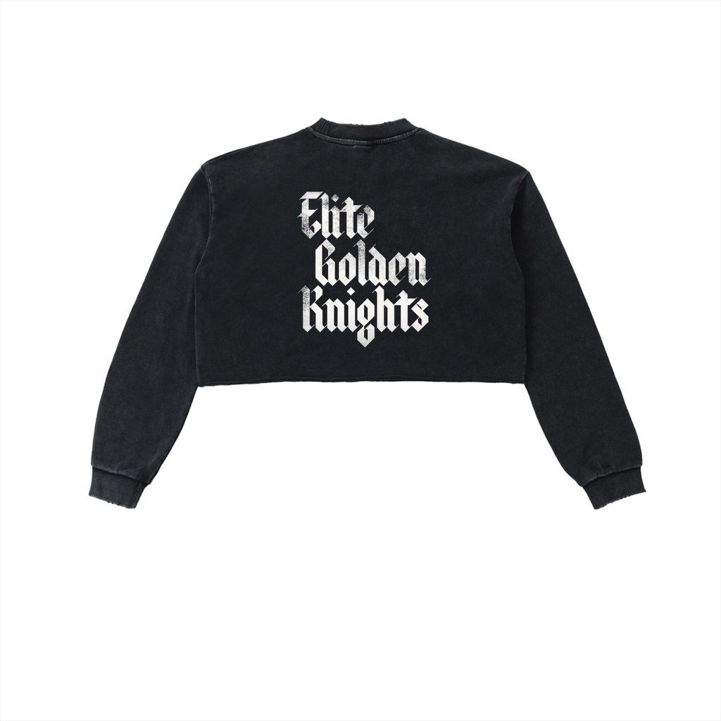 Snow Washed Raw Edge Cropped Sweatshirt